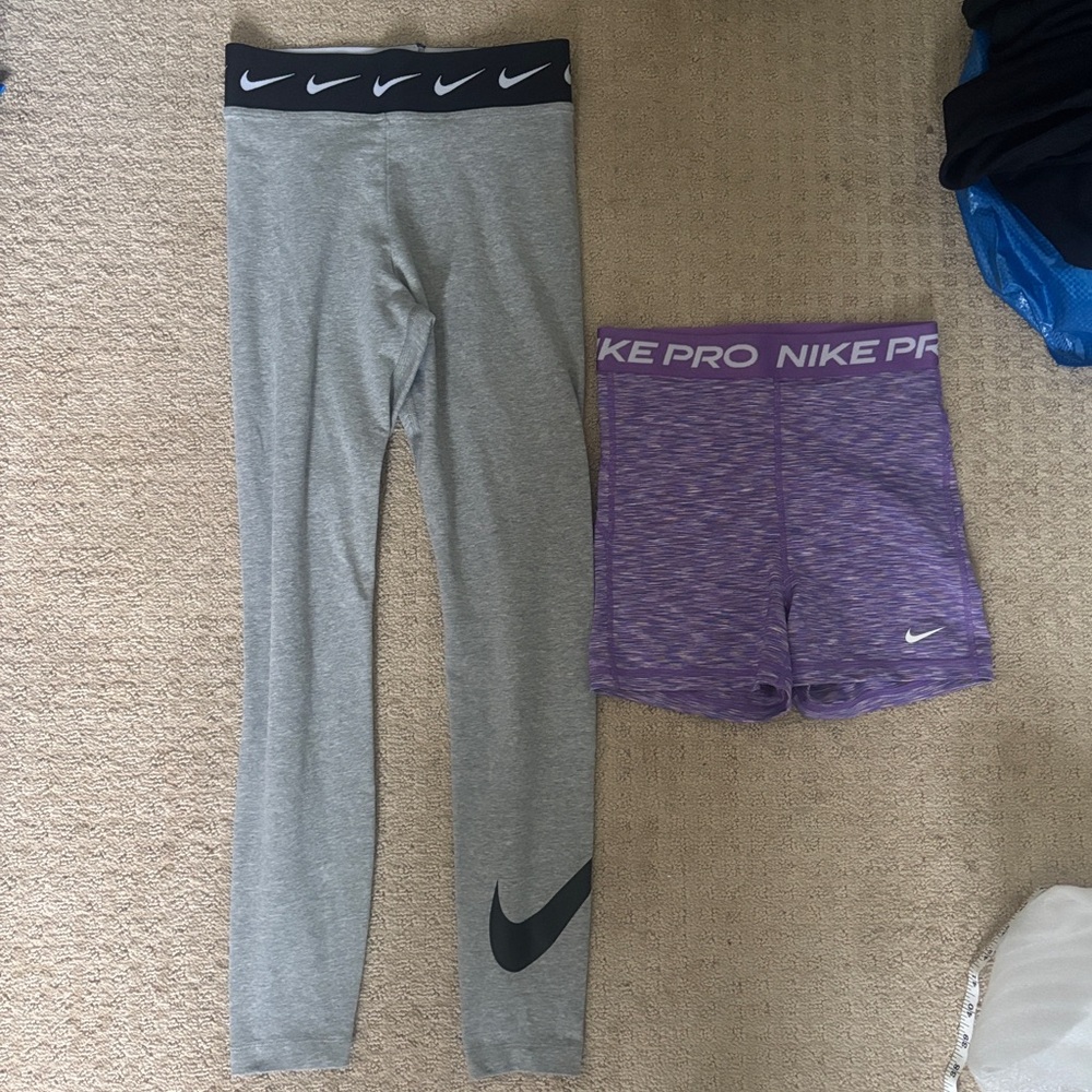 Nike pro Gray Leggings and Nike pro shorts BUNDLE